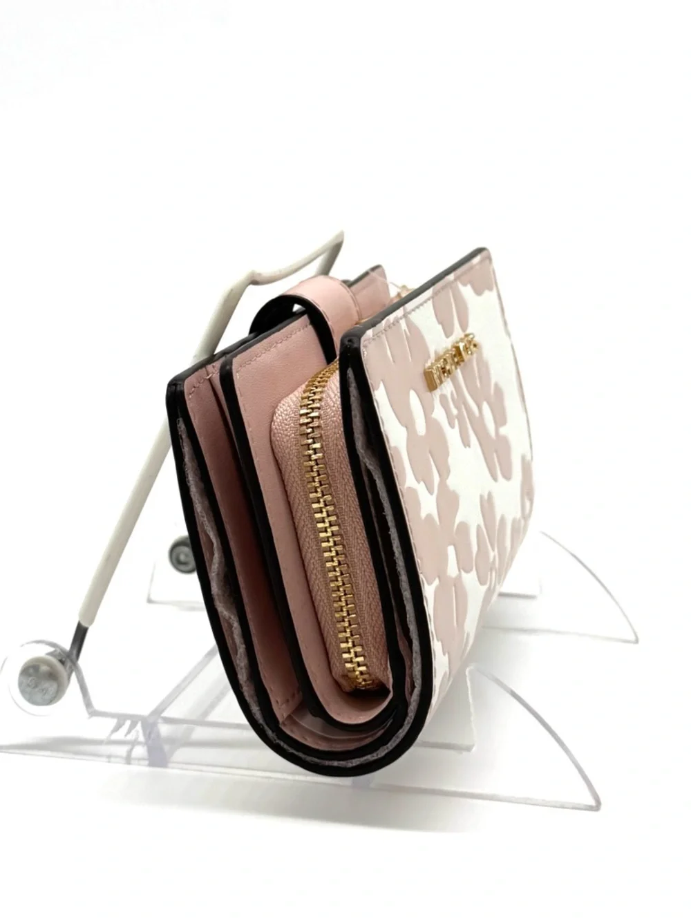 Michael Kors Medium Quilted Bifold Zip Chain Wallet Powder Blush